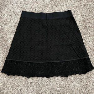 LOFT Black A-line Skirt with Lace Details - Women's 6